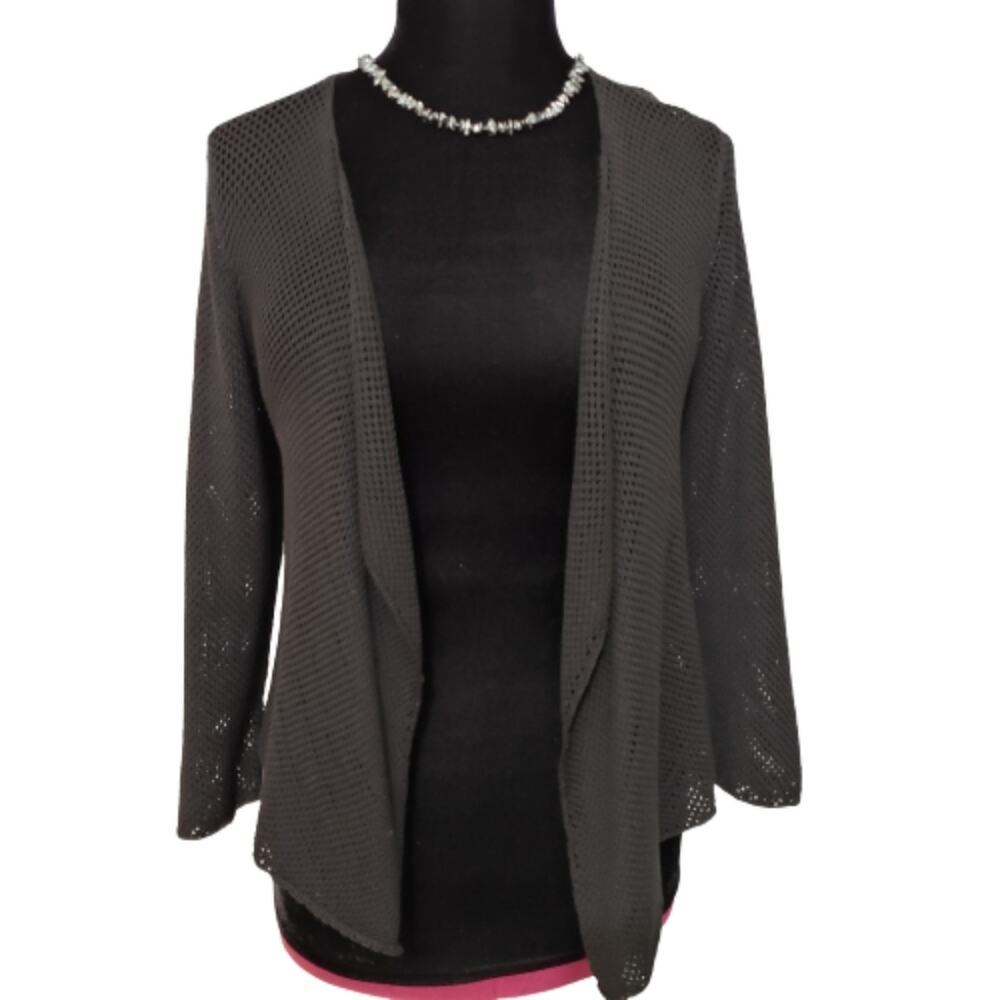 NIC+ZOE Open Front Knit Cardigan in Black